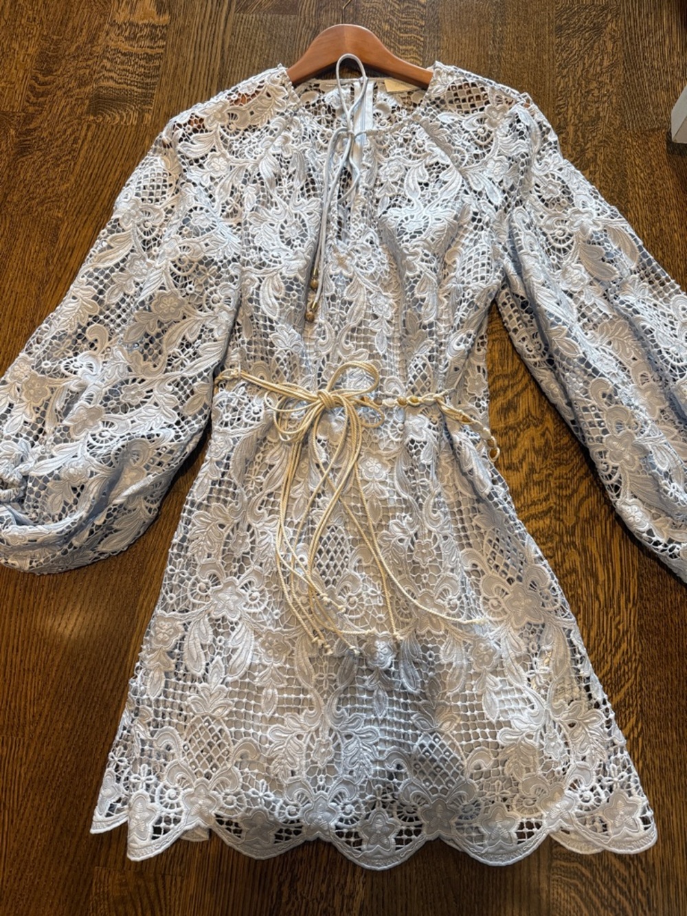 Zimmermann Pale Blue Lace Tunic with Rope Detail AU 1/ US small 2-4